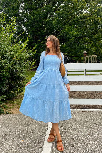 MEROKEETY Fall Square Neck Smocked Flowy Tiered Dresses
