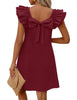 Merokeety womens 2026 summer square neck ruffle sleeve bow back mini dress with pockets