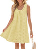 MEROKEETY Womens 2026 Summer Sleeveless Eyelet Embroidered Flowy Mini Dress with Side Pockets