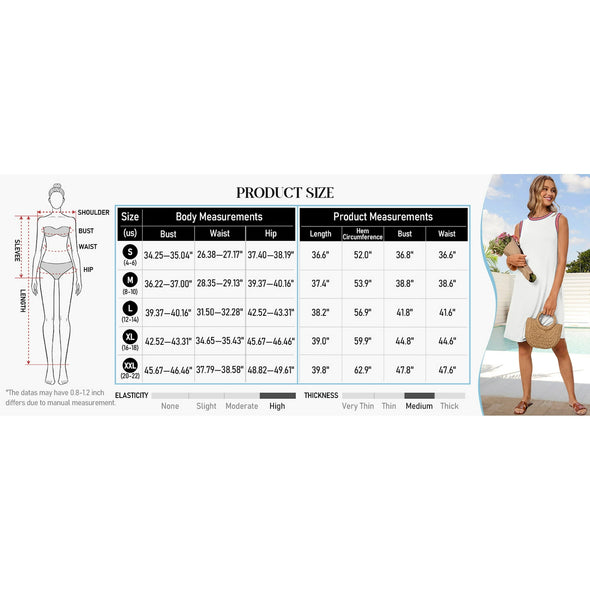 MEROKEETY Sleeveless Tank Crewneck Loose Coverup Mini Dresses
