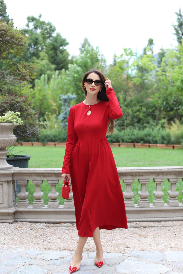MEROKEETY Flowy A Line Elegant Cutout Wedding Guest Maxi Dress