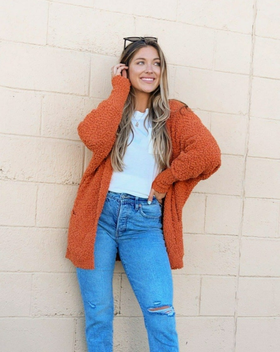 TECREW Women's Fuzzy Popcorn Knit Cardigan - Open Front, Batwing Sleeve, Chunky Sweater (Multiple Sizes)