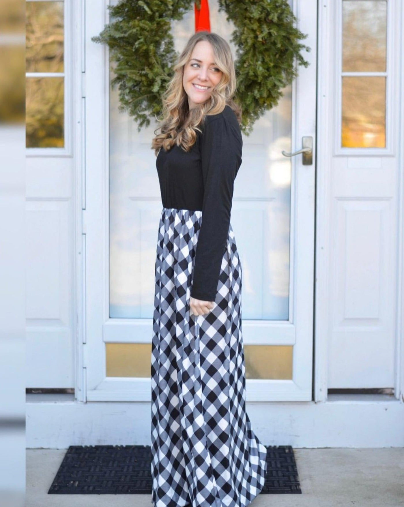 MEROKEETY Plaid Empire Waist Maxi Dress Merokeety MEROKEETY Plaid Empire Waist Maxi Dress Merokeety