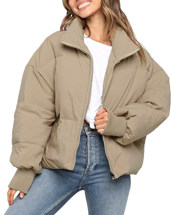 MEROKEETY Baggy Short Down Zip Puffer Jacket Coat