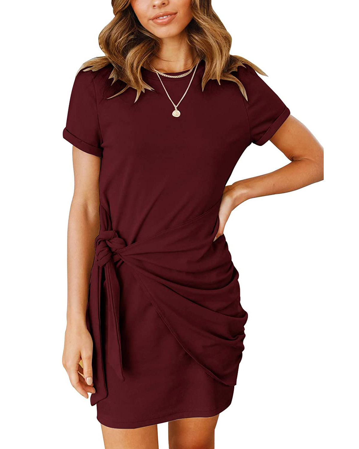 MEROKEETY Short Sleeve Ruched Bodycon T-Shirt Dress – Merokeety
