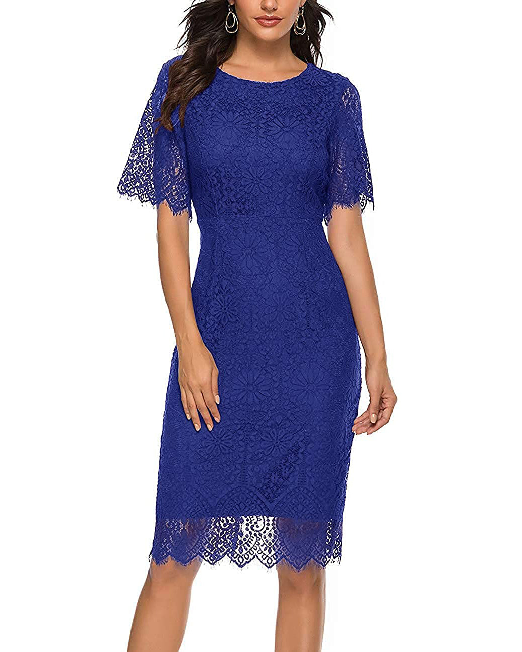 MEROKEETY Short Sleeve Lace Floral Cocktail Dress Merokeety MEROKEETY Short Sleeve Lace Floral Cocktail Dress Merokeety