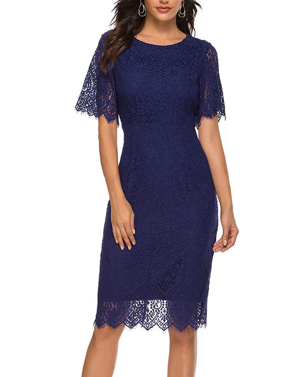 MEROKEETY Short Sleeve Lace Floral Cocktail Dress Merokeety MEROKEETY Short Sleeve Lace Floral Cocktail Dress Merokeety