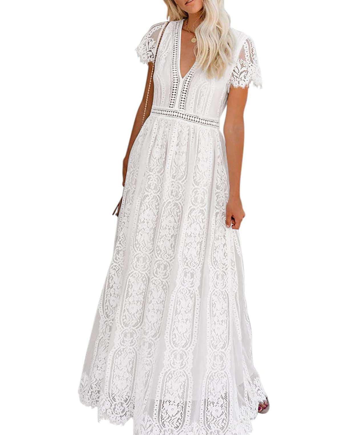 MEROKEETY Floral Lace Bridesmaid Maxi Dress – Merokeety