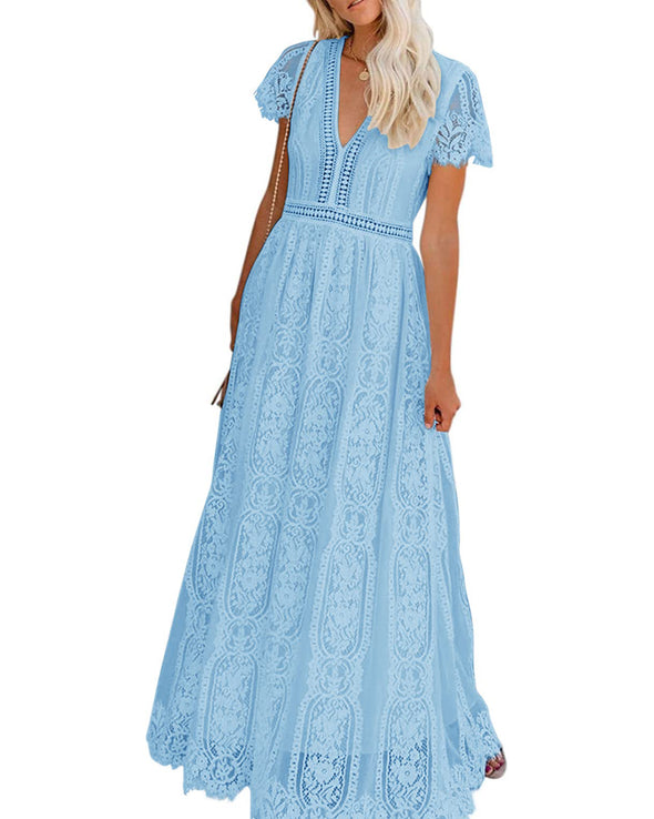 MEROKEETY Floral Lace Bridesmaid Maxi Dress Merokeety MEROKEETY Floral Lace Bridesmaid Maxi Dress Merokeety