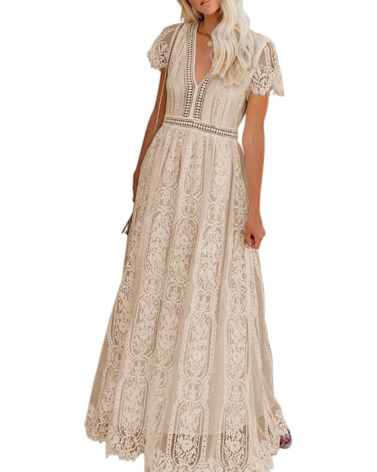 MEROKEETY Floral Lace Bridesmaid Maxi Dress Merokeety MEROKEETY Floral Lace Bridesmaid Maxi Dress Merokeety