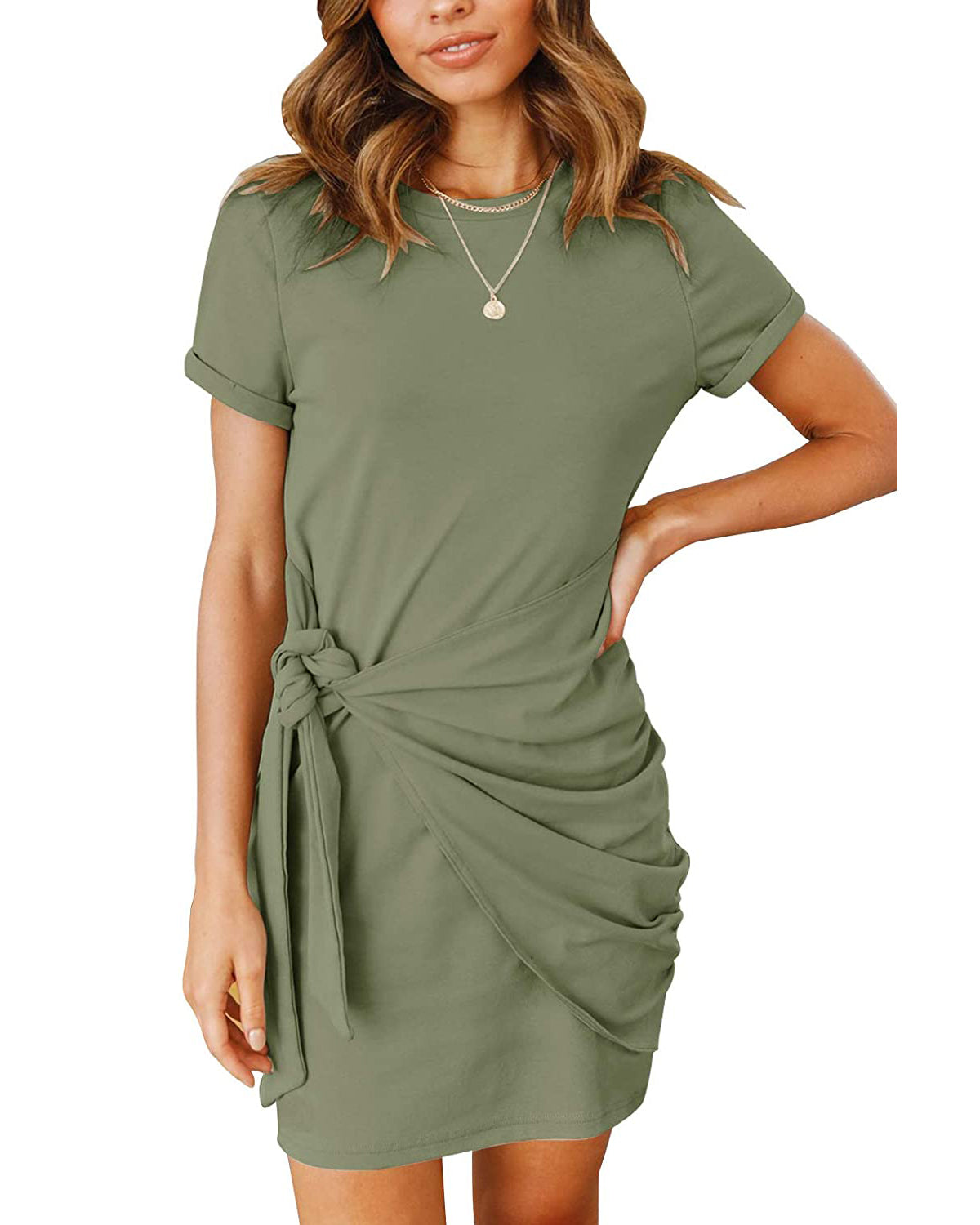 MEROKEETY Short Sleeve Ruched Bodycon T-Shirt Dress – Merokeety