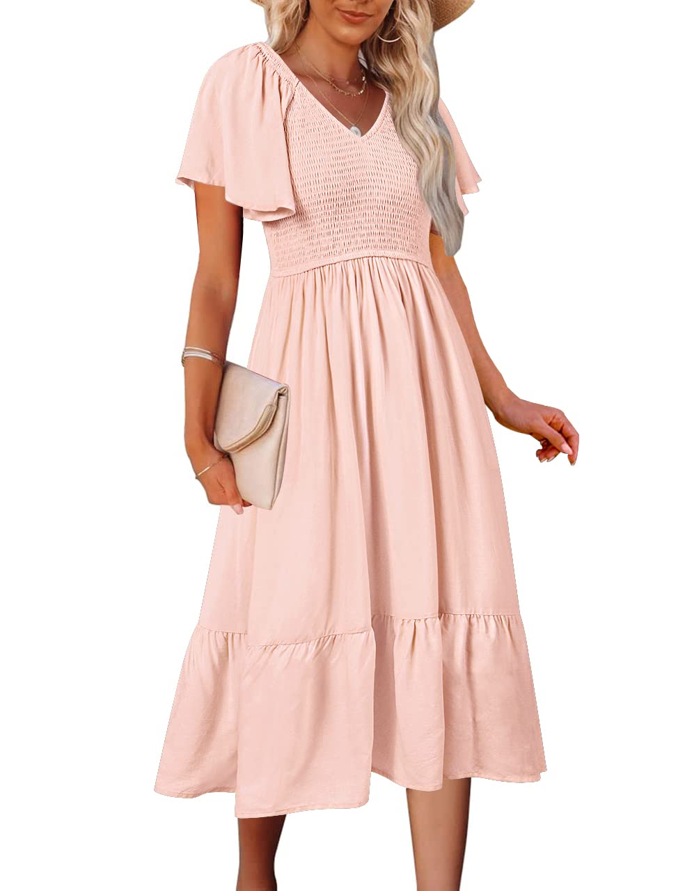 MEROKEETY Abito Midi Morbido Donna - Monospalla Senza Maniche Con Nodo E Vita Alta, Stile Boho